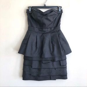 BCBGMaxAzria Black Strapless Layered Dress Sz 2